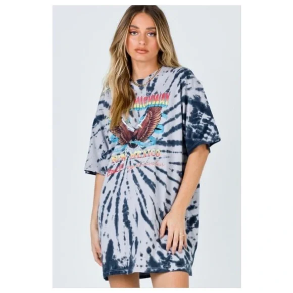 open lace back dress Tawni Long Sleeve Shirt Mini Dress Blue main image 0